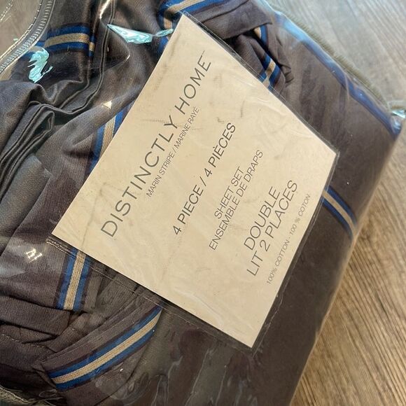 Distinctly Home Marin Stripe 4 piece Sheet Set DOUBLE - Picture 5 of 5